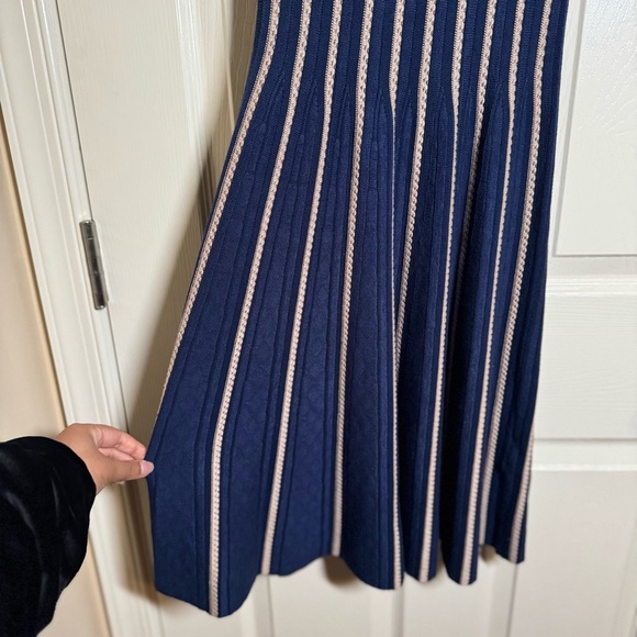 Guess Blue and Cream Striped Knit Flare Dress Size S - Picture 9 of 12